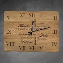 Holzprodukte Wanduhr eckig, Eiche Massivholz