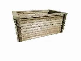 Holzprodukte Rundholz Hochbeet in BLOCK-Bau KDI-Farbe grün