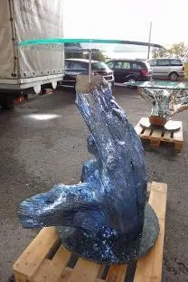 Holzprodukte Woodchrome Stehtisch Bluechrome