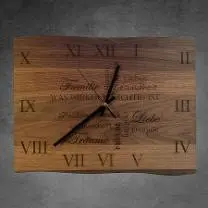 Holzprodukte Wanduhr eckig, Nussbaum Massivholz